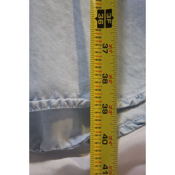 Merona Blue Chambray Shirt Dress 1/2 Button-up Women's XXL Pockets Long Sleeve - Picture 10 of 10